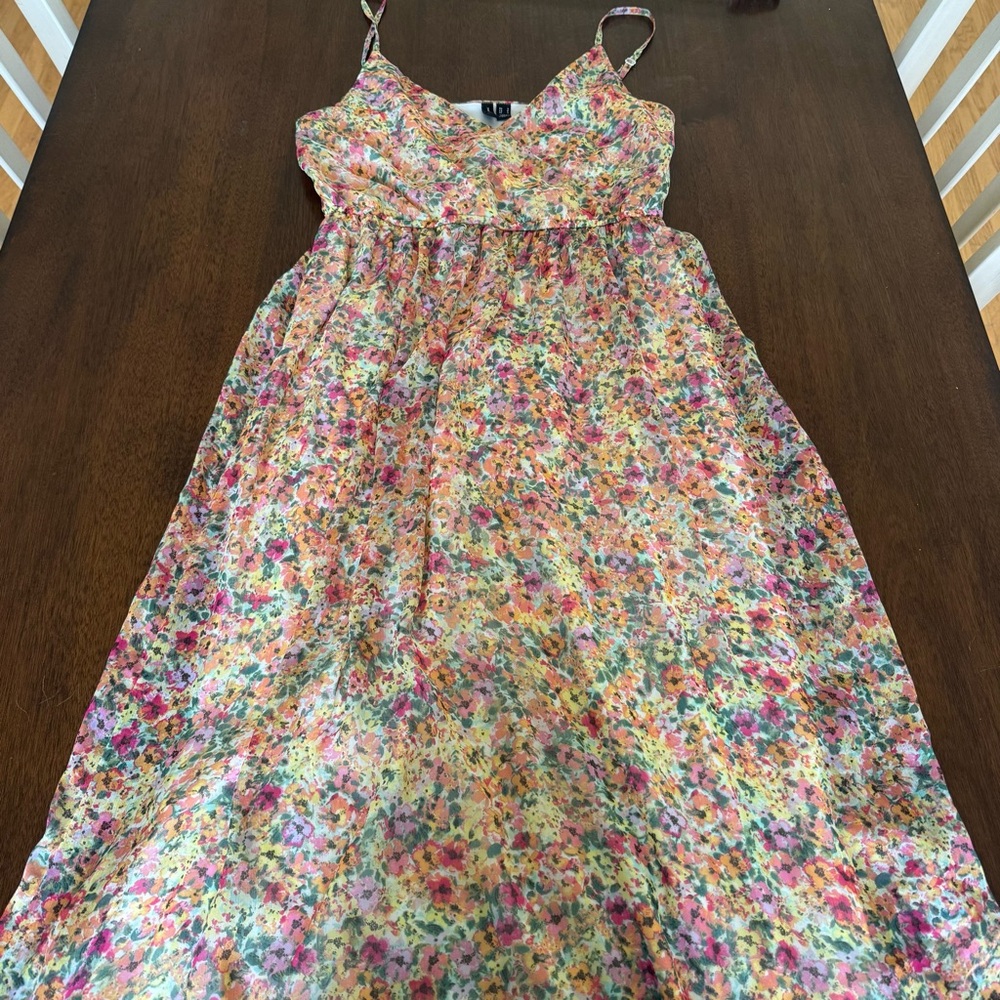 Vero Moda Kaya Singlet Wrap Ankle Dress Floral Yellow Pink Size Small Tank